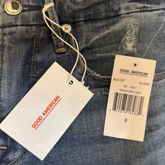 Good American Good Legs Crop High Waist Skinny Jeans Blue261 Size 6/28 - Picture 4 of 7
